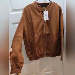 Women's Brown Zip-Up Sweatshirt Size L